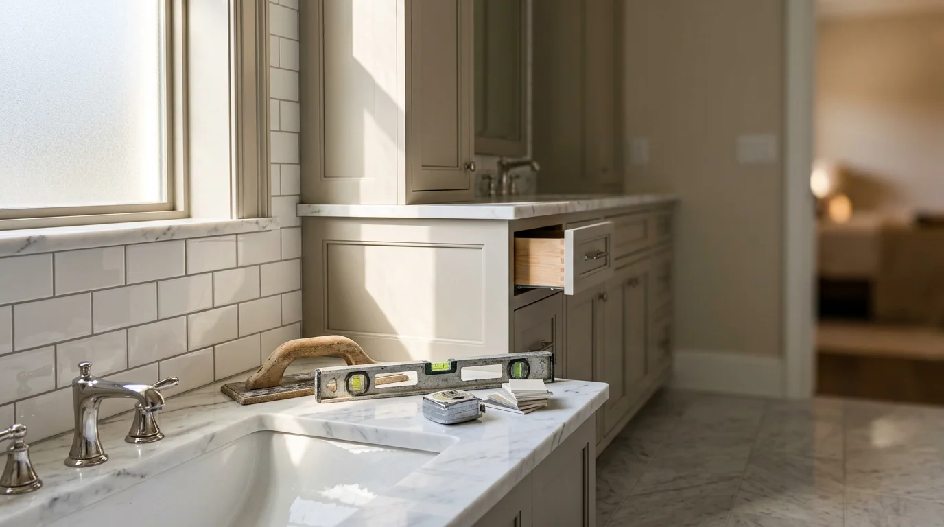 Modern kitchen remodel with custom cabinets and countertops